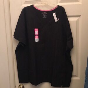 Scrubstar Black & Pink Scrub Top with pockets NWT 3XL